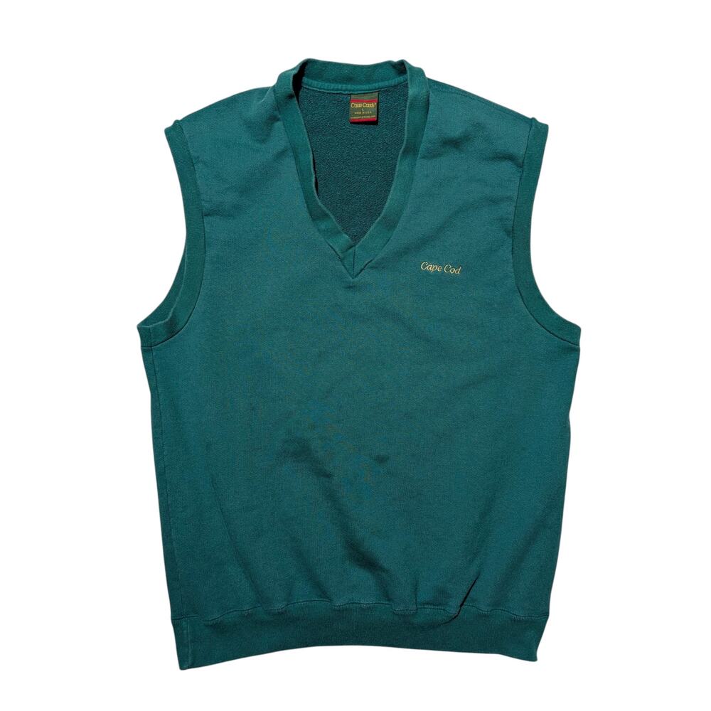 Vintage Cross Creek Green Cape Code Embroidered Sweater V-Neck Vest Size‎ Large